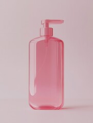 Minimalist pink pump bottle on a matching pastel background, perfect for cosmetics or liquid products.