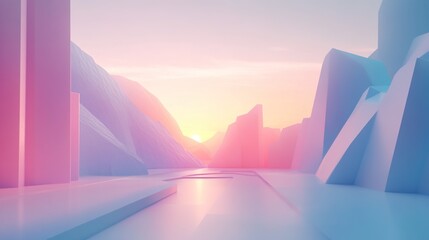 Fototapeta premium A sleek, minimal low-poly abstract background with soft gradient lighting.