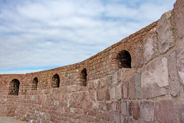 Ancient Stone Wall: Architectural Detail of Historic Fortification