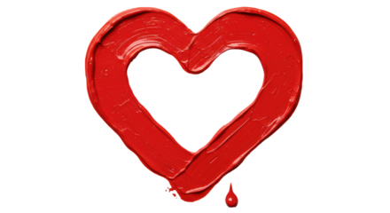 Isolated Red Heart Painted Texture