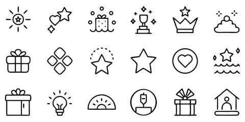 Line art icons isolated on white background
