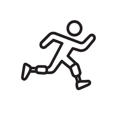 Running Person with Prosthetic Legs Line Icon – Adaptive Athlete Symbol