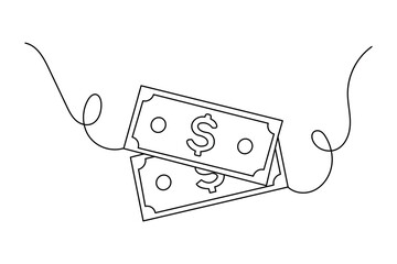 Continuous line dollar illustration outline