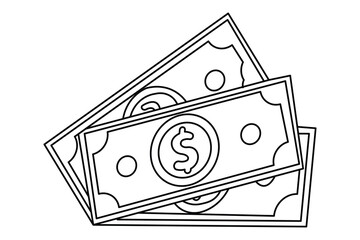Continuous line dollar illustration outline