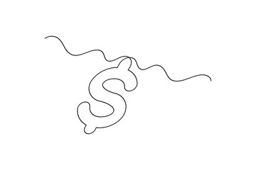 Continuous line dollar illustration outline