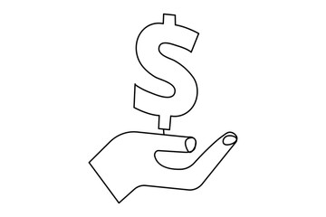 Continuous line dollar illustration outline