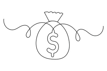 Continuous line dollar illustration outline