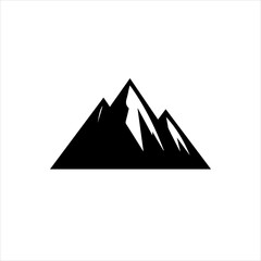 Peak Mountain Logo Icon Vector &ndash; Minimalist Black Silhouette Isolated on White Background