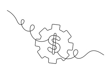 Continuous line dollar illustration outline