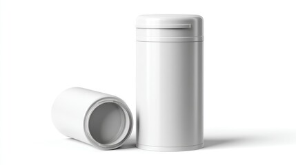White cylindrical container with lid