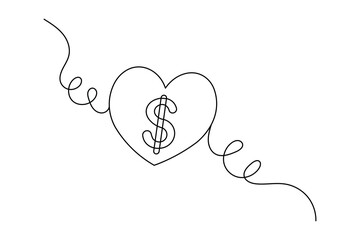 Continuous line dollar illustration outline