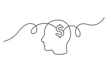 Continuous line dollar illustration outline