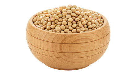 Isolated wooden bowl with soybeans
