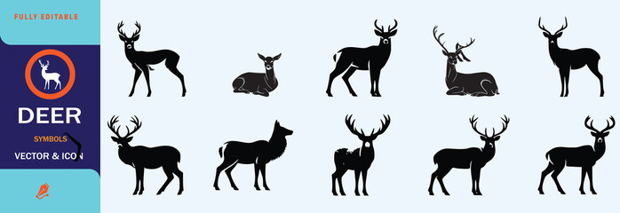 HAND DRAWN DEER    BLACK AND WHITE