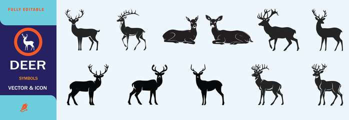 HAND DRAWN DEER    BLACK AND WHITE