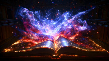Glowing Open Book With Magic Light