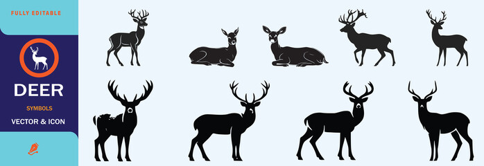 HAND DRAWN DEER    BLACK AND WHITE