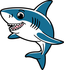 Obraz premium Cute cartoon shark character illustration for kids
