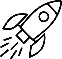 Rocket icon vector. A thin line sign. Isolated contour symbol illustration