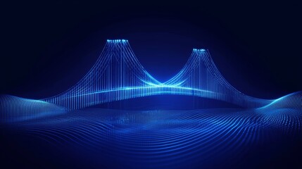 Digital Iconic Suspension Bridge in High Fidelity Illustration