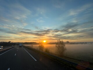 sunset over the river