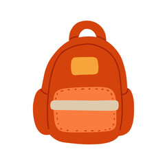 Bright orange backpack vector illustration, perfect for back-to-school designs, travel themes, and adventure gear promotions. Trendy and eye-catching graphic for all age groups.