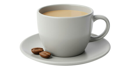 Isolated cup of coffee with coffee beans