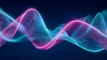 Fototapeta premium Futuristic Neon Light Wave Abstract Background in Blue Pink and Purple
