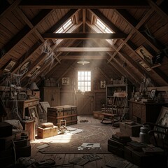 Realistic mock-up of attic