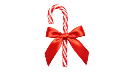 Isolated Candy Cane with Red Bow