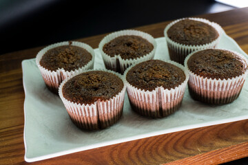 Chocolate muffins (Craving cake).Dessert. Food.