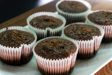 Chocolate muffins (Craving cake).Dessert. Food.