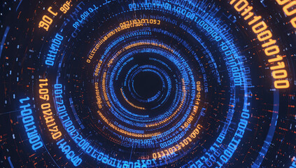 abstract background with circles,blue binary code background