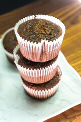 Chocolate muffins (Craving cake).Dessert. Food.
