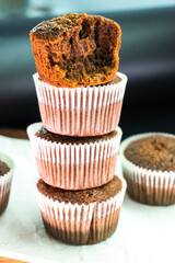 Chocolate muffins (Craving cake).Dessert. Food.