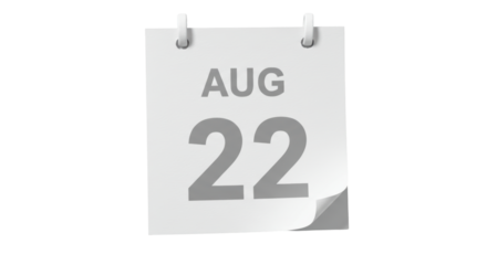 Isolated August 22 Calendar Page