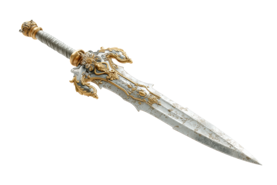 PNG Exquisite ornate medieval dagger with decorative gold detailing and intricate design