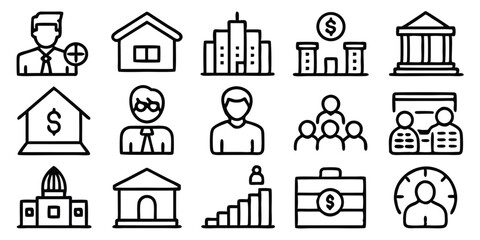 Business and finance icons isolated on white background