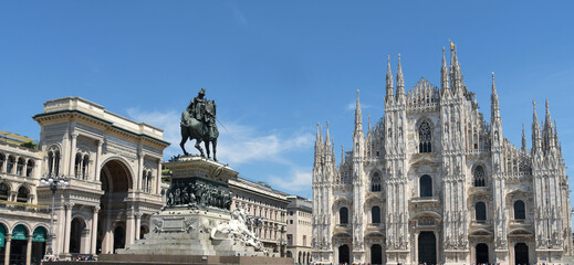 Piazza del Duomo is the symbol of Milan with the Gothic-style Duomo, the equestrian monument dedicated to Monument to Victor Emmanuel II as well as the spectacular gallery of the same name.