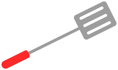 BBQ spatula with long handle and red grip vector illustration. Clipart image isolated on background.