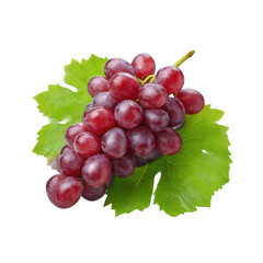 Fototapeta premium Red grapes with leaf isolated on transparent background