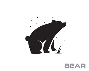 silhouette bear sit on nature logo design template illustration inspiration