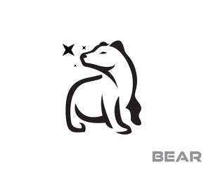 bear art walking looking back logo design template illustration inspiration