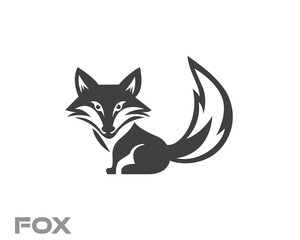cute fox look side view logo design template illustration inspiration