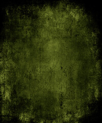 Green horror background, scary grunge texture with black frame and space for your design