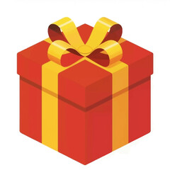 A Vibrant Red Gift Box with a Bold Yellow Bow Festive Present Illustration