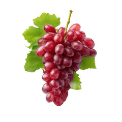 Obraz premium Red grape bunch with leaves isolated on transparent background