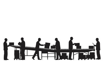 Efficient Warehouse Workers on Conveyor Belt System Streamlined Packaging Process