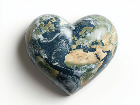 Heart-shaped earth promoting environmental awareness and global unity