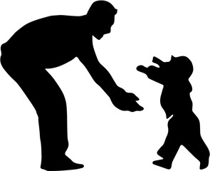 black silhouette of a man and child